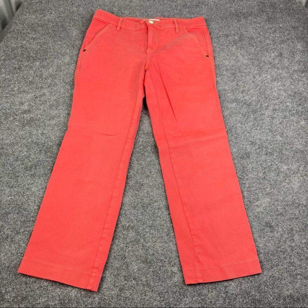 LOFT Pants Womens Size‎ 2 Coral Pink Straight Crop Casual Stretch Trousers